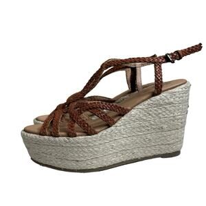 Vintage Foundry Co. Eloise‎ Leather Espadrille Wedge Sandals Women's Size 8